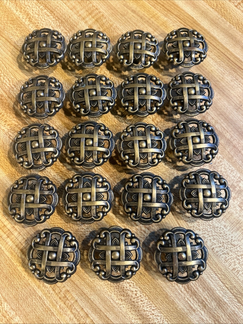 Lot of 19 Vintage Style Furniture Ornate Metal Knobs  Pull  1  1/2"